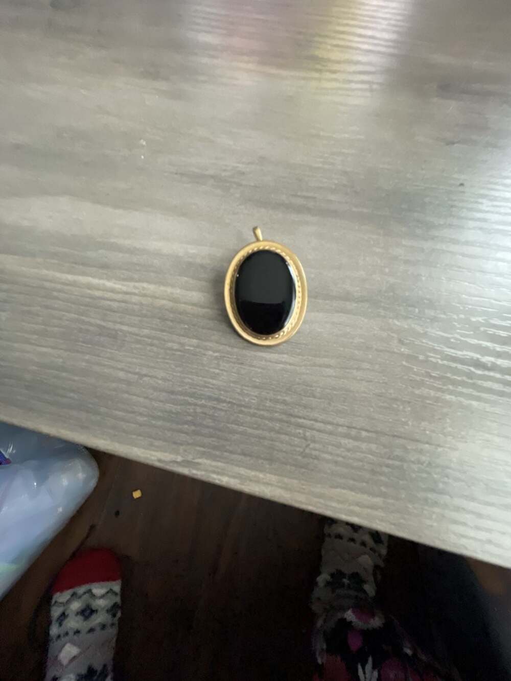 Vintage Black Onyx Gold Filled Brooch Pendant